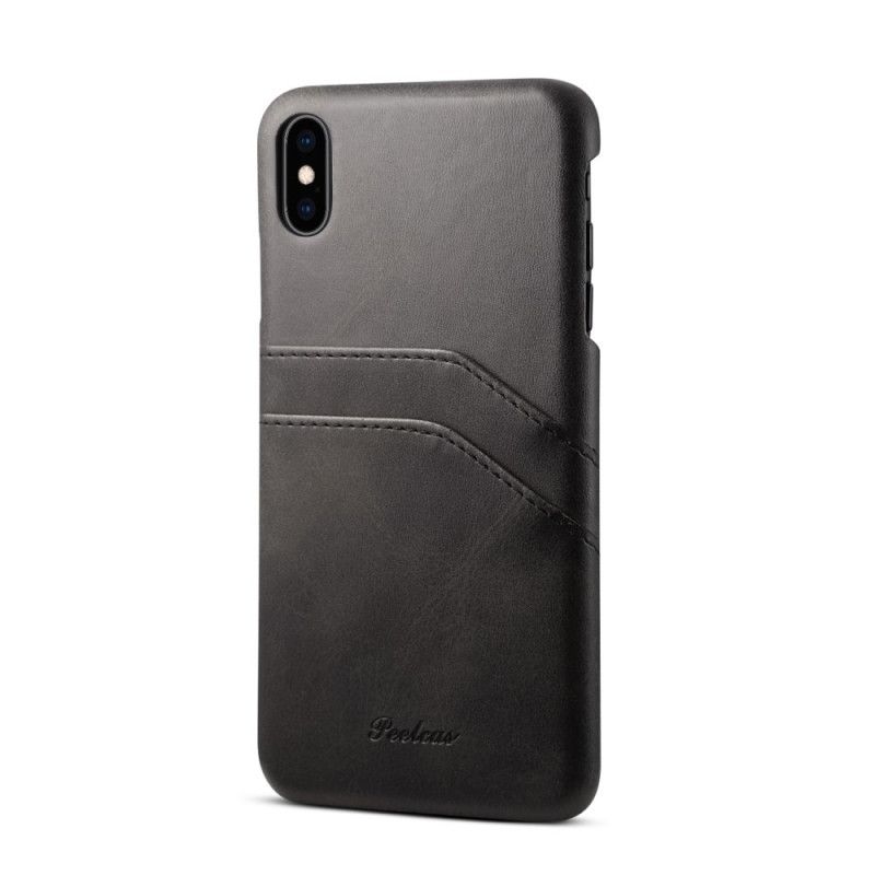 Kuori iPhone XS Max Punainen Musta Peelcas-Kortin Haltija