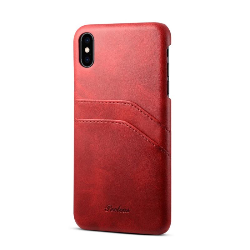 Kuori iPhone XS Max Punainen Musta Peelcas-Kortin Haltija