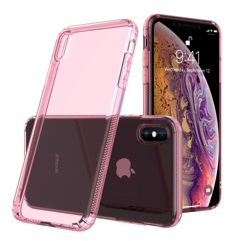 Kuori iPhone XS Max Vaaleanpunainen Musta Läpinäkyvät Suojatyynyt Suojakuori