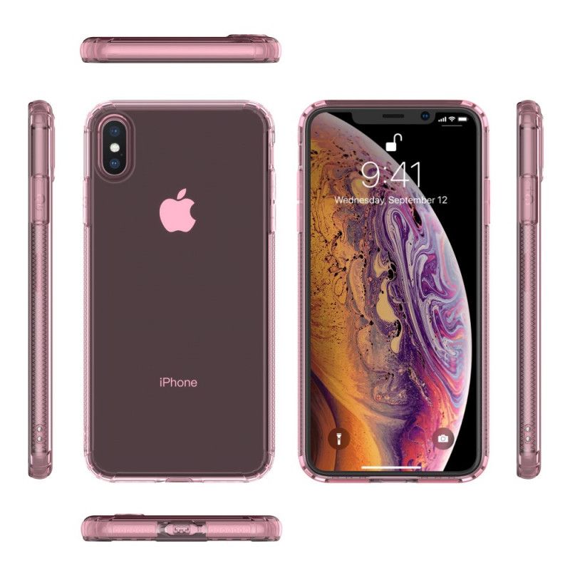 Kuori iPhone XS Max Vaaleanpunainen Musta Läpinäkyvät Suojatyynyt Suojakuori