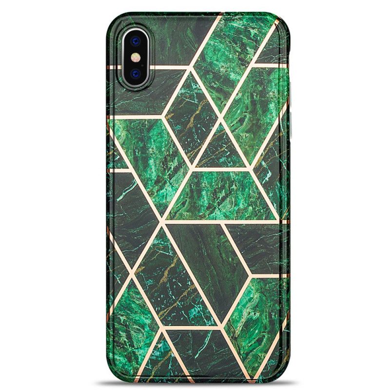 Kuori iPhone XS Max Vaaleanpunainen Musta Räikeä Geometrinen Marmori Suojakuori