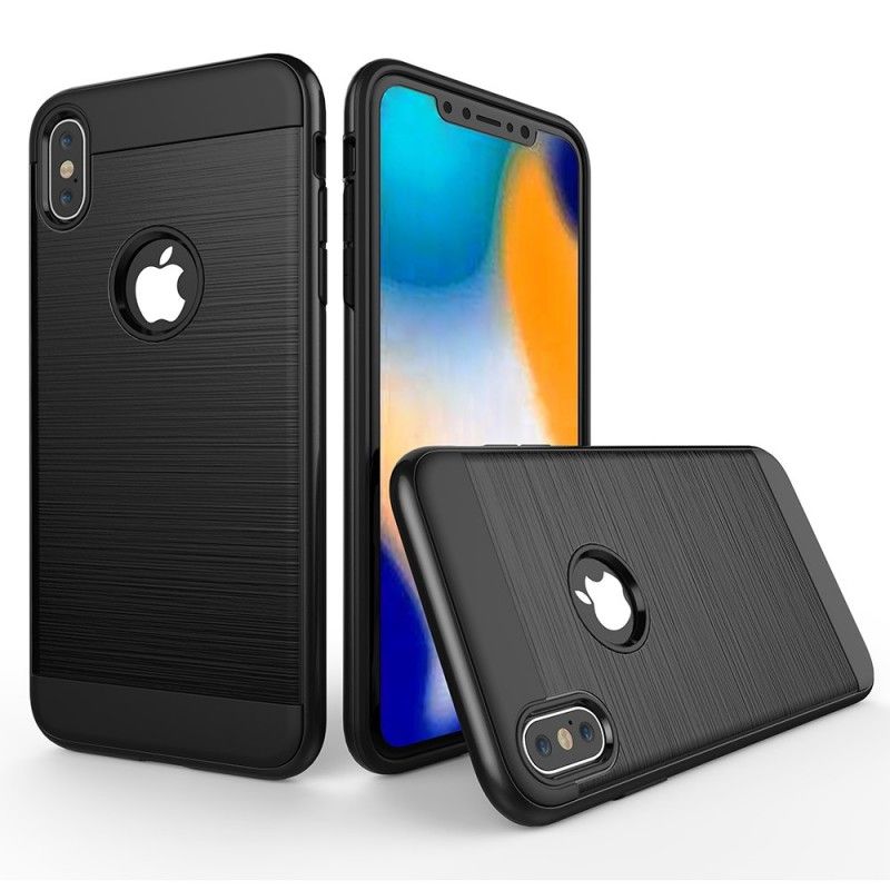 Kuori iPhone XS Max Valkoinen Musta Harjattu Hybridi Suojakuori