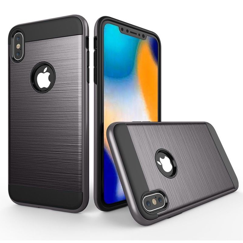 Kuori iPhone XS Max Valkoinen Musta Harjattu Hybridi Suojakuori