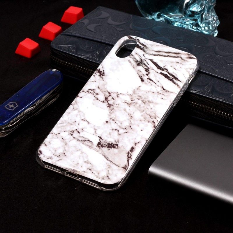 Kuori iPhone XS Max Valkoinen Musta Marmoroitu Vaikutus