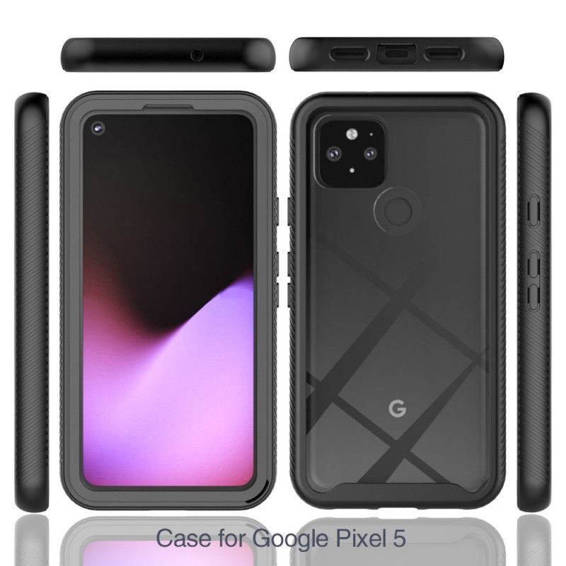 Kuori Google Pixel 5 Valkoinen Musta Hybridiviistotut Reunat Suojakuori