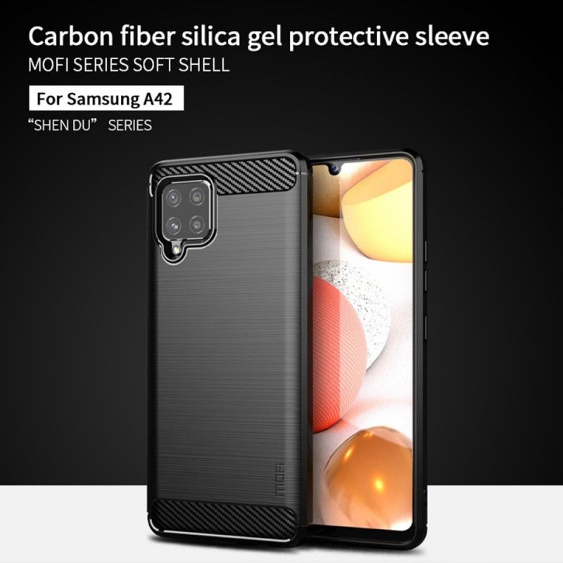 Case Kuoret Samsung Galaxy A42 5G Harmaa Musta Puhelinkuoret Mofi Harjattu Hiilikuitu