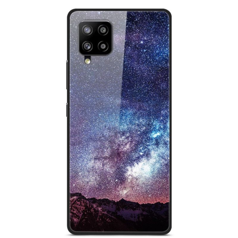 Case Kuoret Samsung Galaxy A42 5G Keltainen Punainen Puhelinkuoret Lasi- Ja Silikoniplaneetat Tulessa