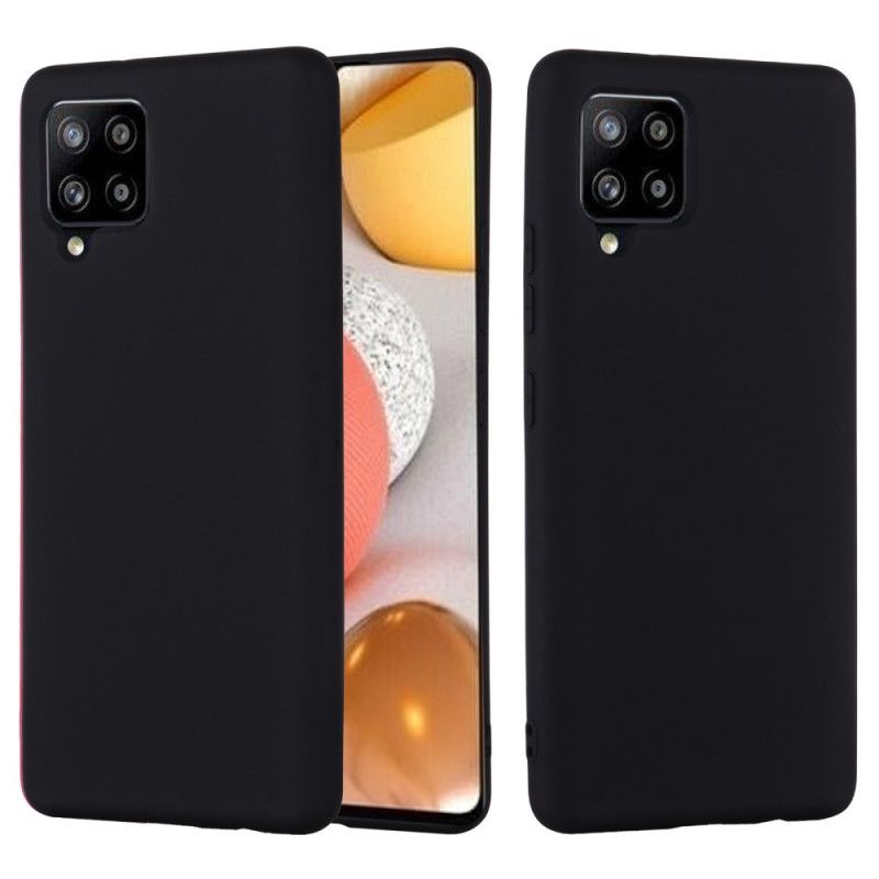 Case Kuoret Samsung Galaxy A42 5G Punainen Musta Puhelinkuoret Nestemäinen Silikoni Hihnalla