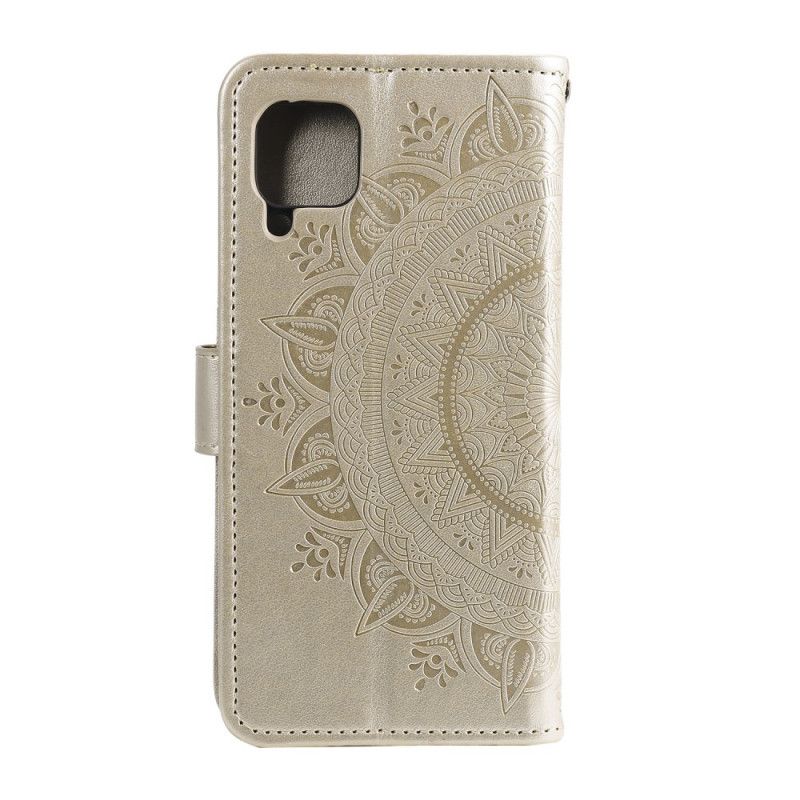 Flip Case Samsung Galaxy A42 5G Punainen Harmaa Aurinko Mandala