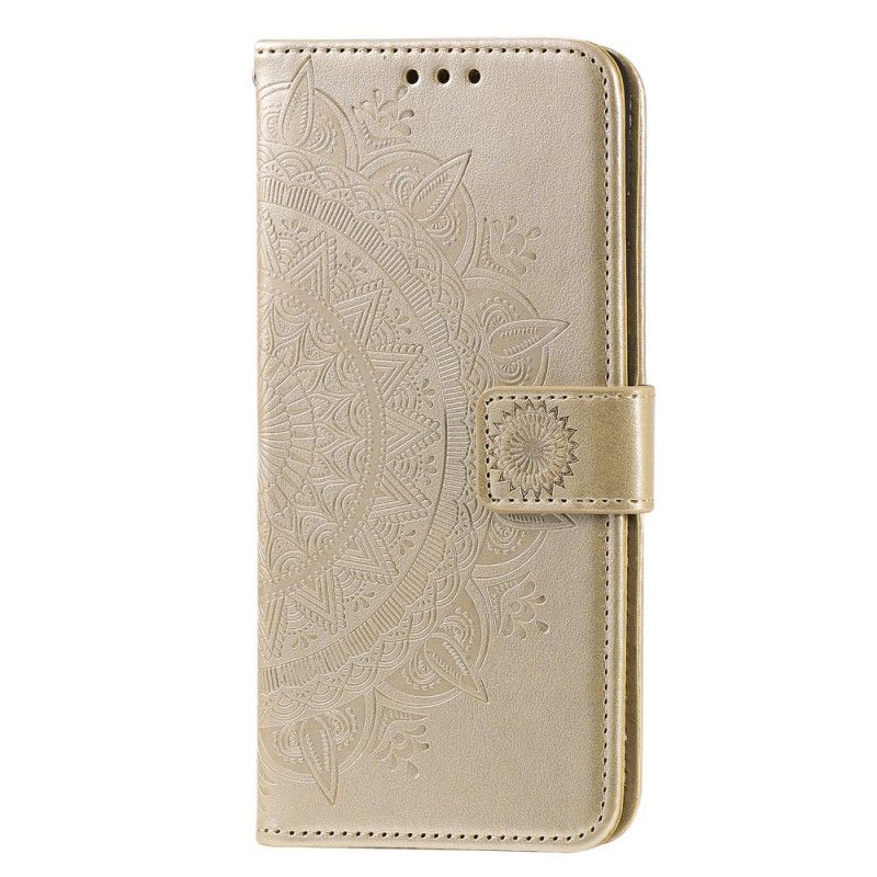 Flip Case Samsung Galaxy A42 5G Punainen Harmaa Aurinko Mandala