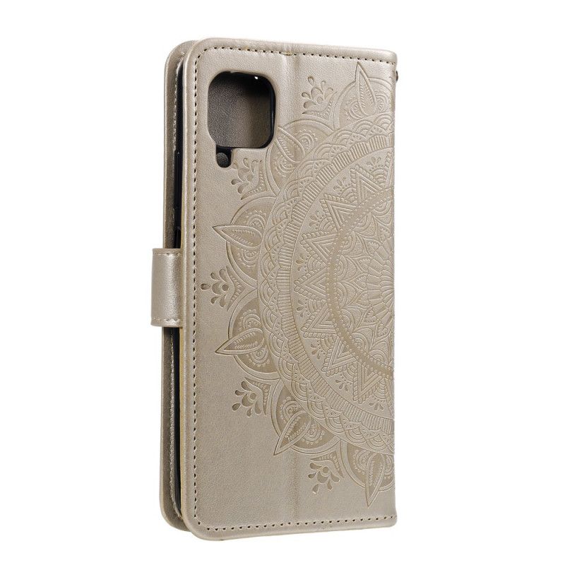 Flip Case Samsung Galaxy A42 5G Punainen Harmaa Aurinko Mandala