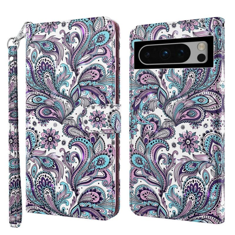 Kotelot Google Pixel 8 Pro Paisley-kuvio Hihnalla Suojakuori