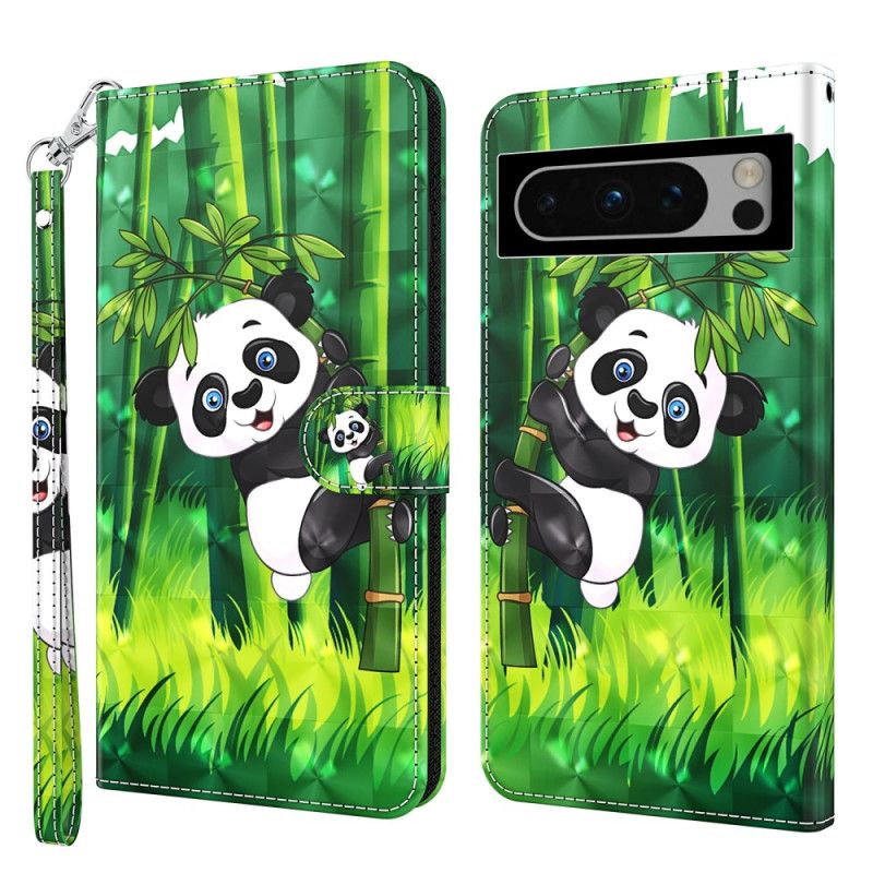 Kotelot Google Pixel 8 Pro Panda Bambu Hihnalla