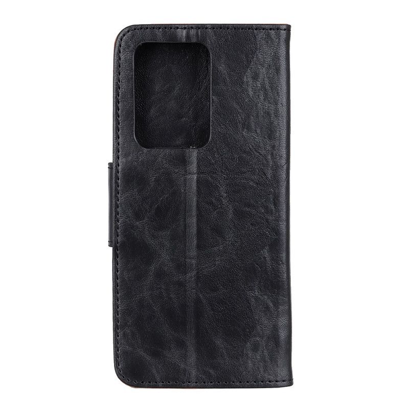 Flip Case Huawei P40 Pro Plus Musta Jaettu Nahkainen Käännettävä Lukko