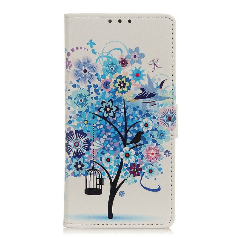 Flip Case Huawei P40 Pro Plus Vaaleansininen Kukkiva Puu