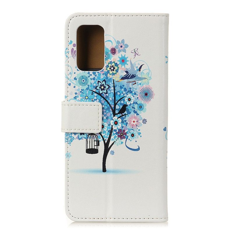 Flip Case Huawei P40 Pro Plus Vaaleansininen Kukkiva Puu