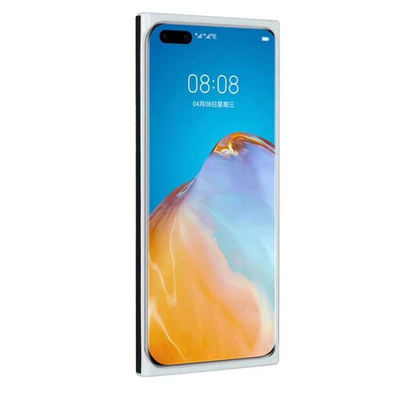 Kuori Huawei P40 Pro Plus Harmaa Musta Aitoa Litsi Nahkaa Hihnalla