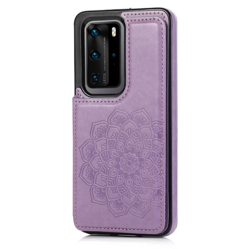 Kuori Huawei P40 Pro Plus Syaani Harmaa Mandala-Tulostuskortin Pidike