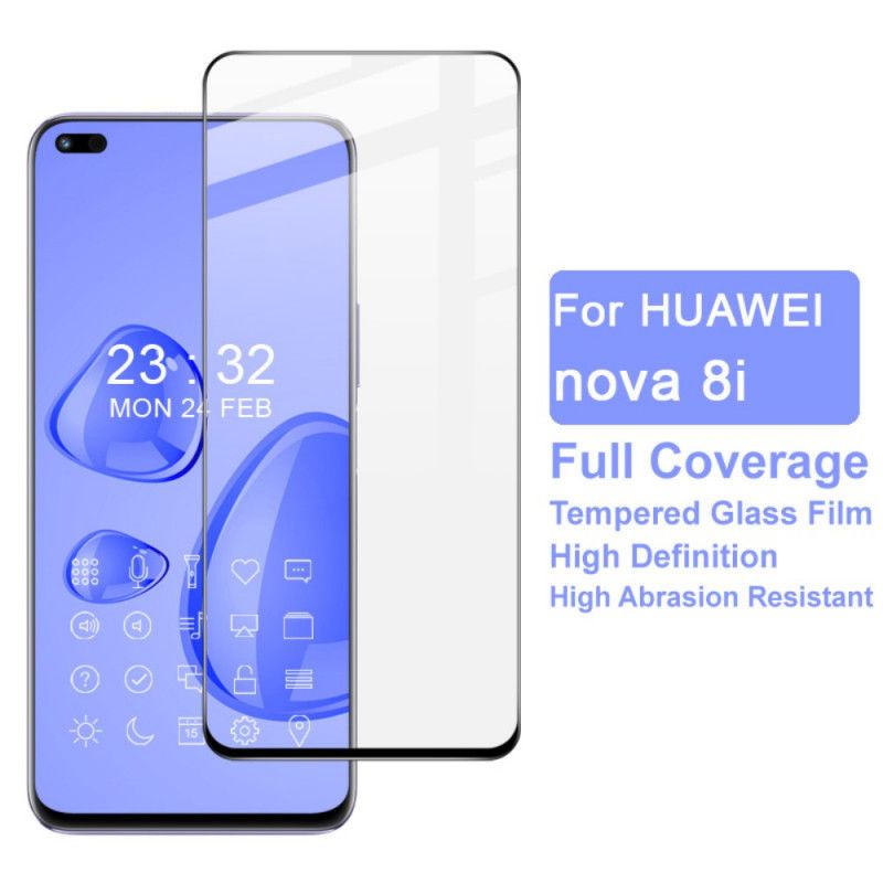 Musta Reuna Karkaistu Lasi Näytönsuoja Huawei Nova 8i / Honor 50 Lite