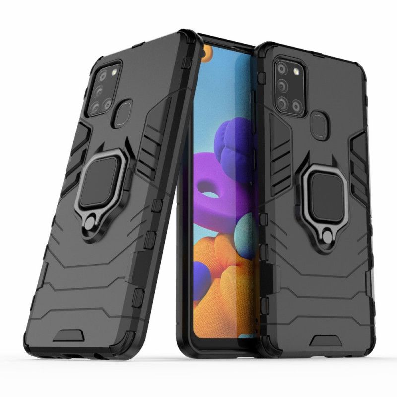 Case Kuoret Samsung Galaxy A21s Punainen Musta Puhelinkuoret Kestävä Rengas