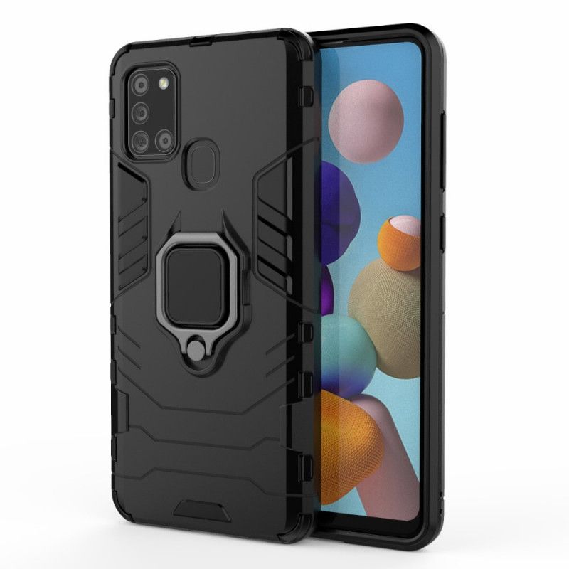 Case Kuoret Samsung Galaxy A21s Punainen Musta Puhelinkuoret Kestävä Rengas