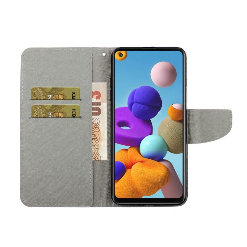 Flip Case Samsung Galaxy A21s Stringien Koiranputkea