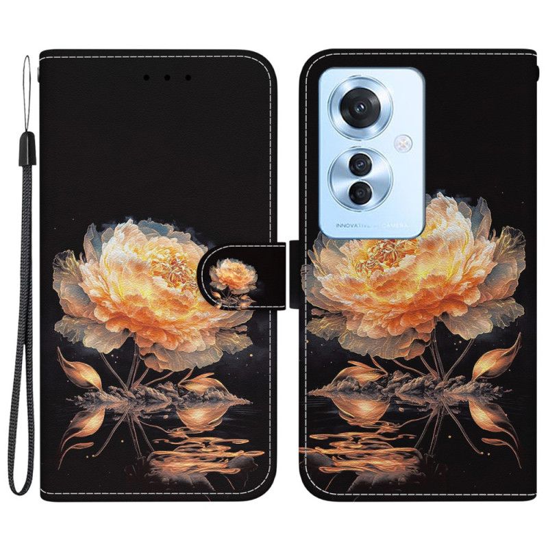 Kotelot Oppo Reno 11f 5g Kultainen Pioni Hihnalla