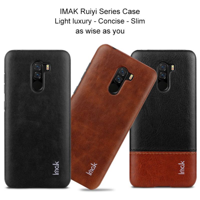 Case Kuoret Xiaomi Pocophone F1 Ruskea Musta Puhelinkuoret Imak Ruiyi -Sarjan Nahkaefekti