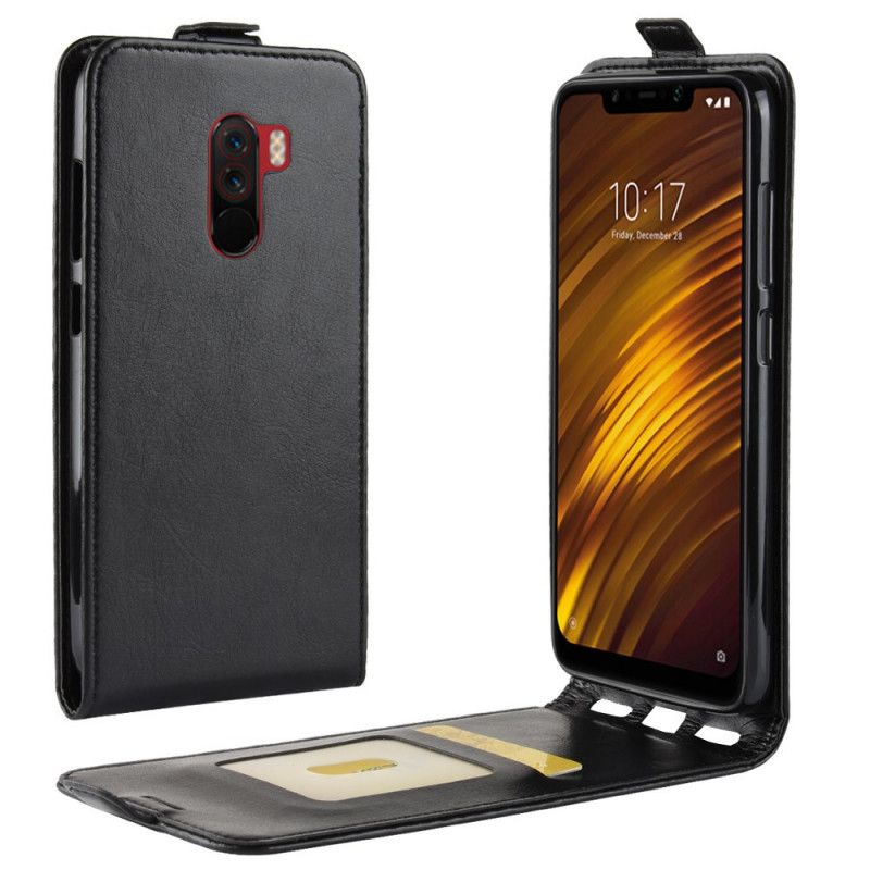 Kotelot Xiaomi Pocophone F1 Valkoinen Musta Taitettava Nahkaefekti Suojakuori