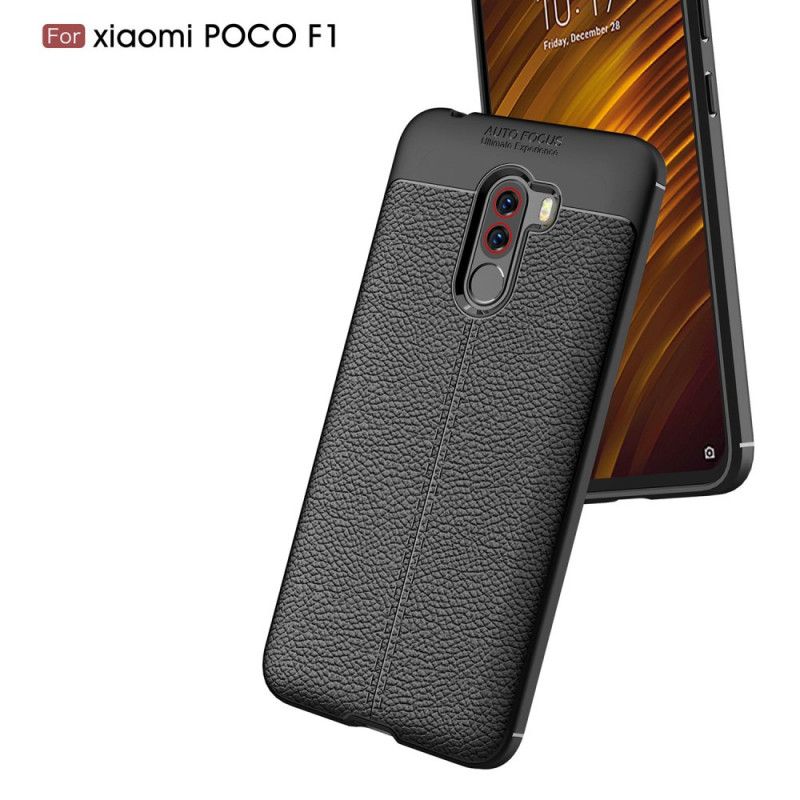 Kuori Xiaomi Pocophone F1 Harmaa Musta Kaksilinjainen Litsi Nahkaa