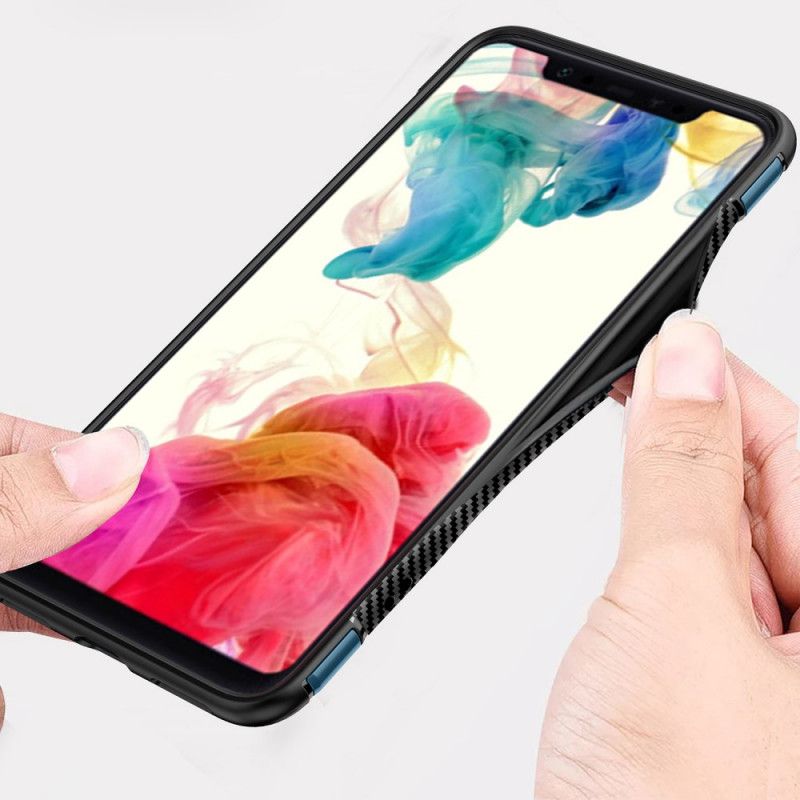 Kuori Xiaomi Pocophone F1 Punainen Musta Hiilikuituinen Magneettirengas Suojakuori