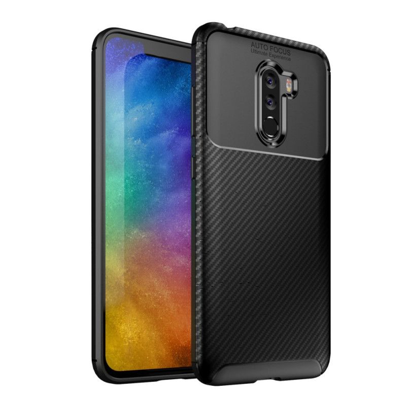 Kuori Xiaomi Pocophone F1 Tummansininen Musta Taipuisa Hiilikuitu Suojakuori