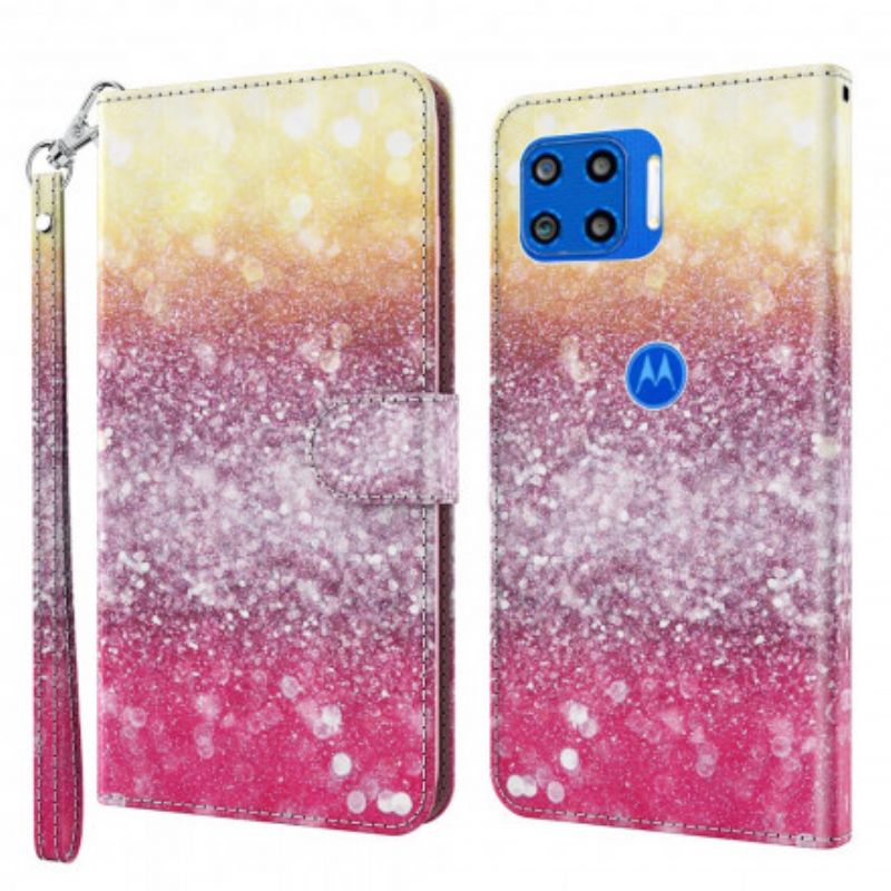 Flip Kotelot Moto G 5g Plus Magenta Glitter Gradient