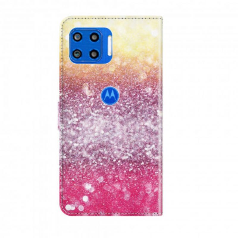 Flip Kotelot Moto G 5g Plus Magenta Glitter Gradient