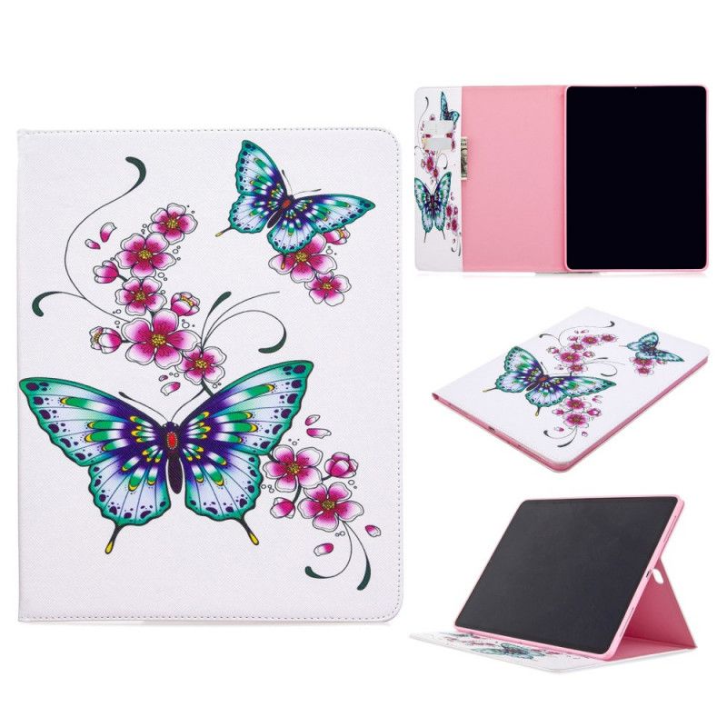 Flip Case iPad Pro 12.9" (2018) (2020) Vaaleanpunainen Perhospainokuvio