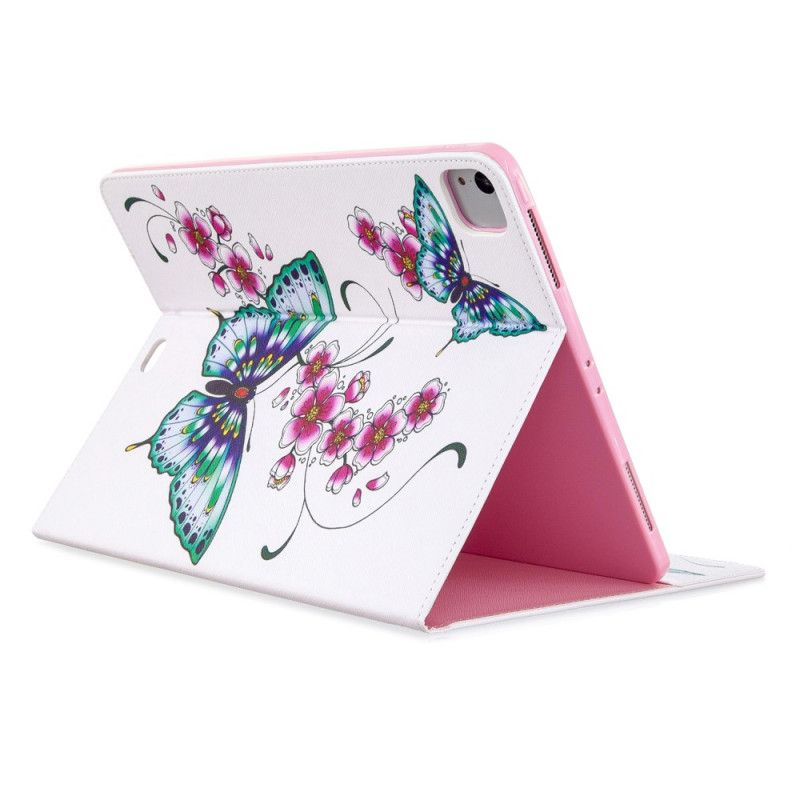 Flip Case iPad Pro 12.9" (2018) (2020) Vaaleanpunainen Perhospainokuvio