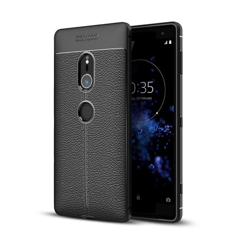 Case Kuoret Sony Xperia XZ2 Harmaa Musta Puhelinkuoret Kaksilinjainen Litsi Nahkainen Vaikutus