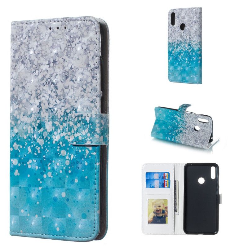 Flip Case Huawei Y7 2019 Kaltevuus Sininen Kimallus