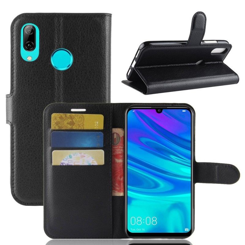 Flip Case Huawei Y7 2019 Valkoinen Musta Klassikko