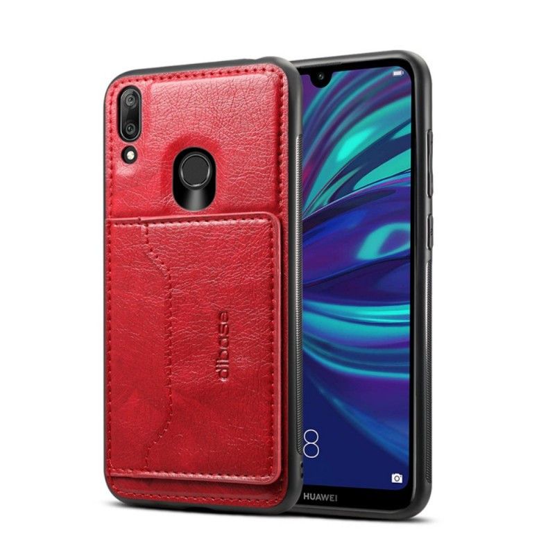 Kuori Huawei Y7 2019 Punainen Musta Keinonahkakorttikotelo