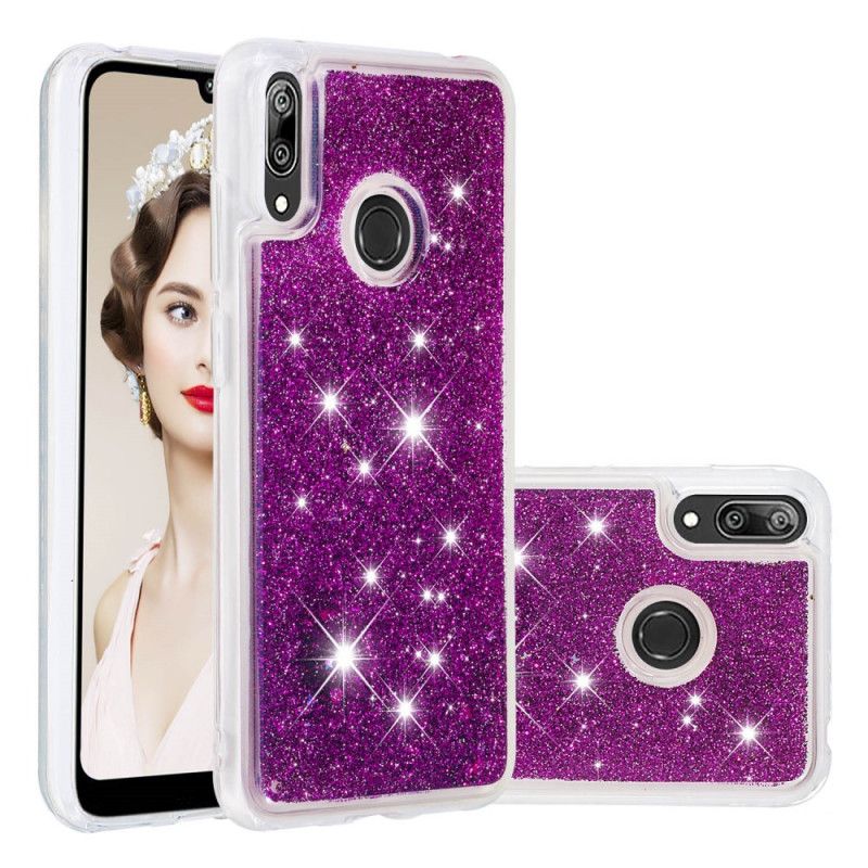 Kuori Huawei Y7 2019 Violetti Vaaleansininen Kimallusjauhe