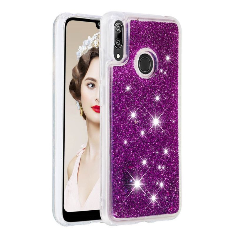 Kuori Huawei Y7 2019 Violetti Vaaleansininen Kimallusjauhe