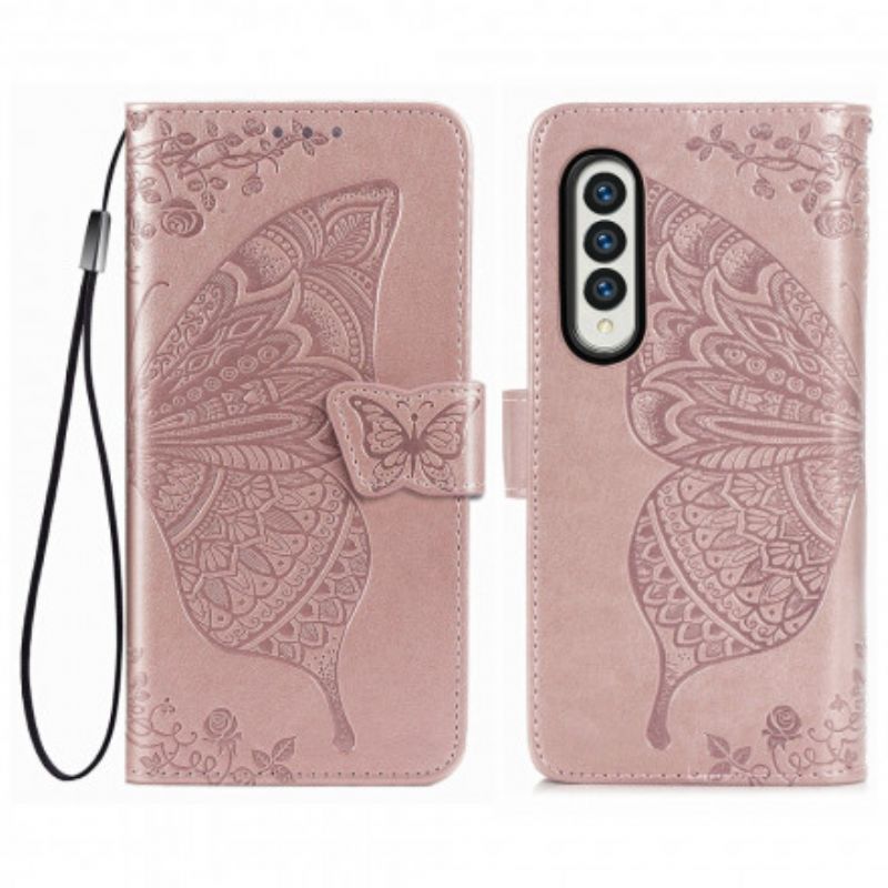 Flip Kotelot Samsung Galaxy Z Fold 3 5g Butterfly Design Kaulanauhalla