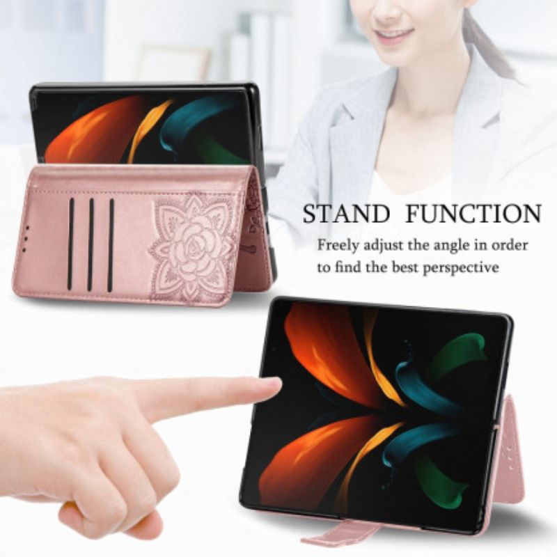 Flip Kotelot Samsung Galaxy Z Fold 3 5g Butterfly Design Kaulanauhalla