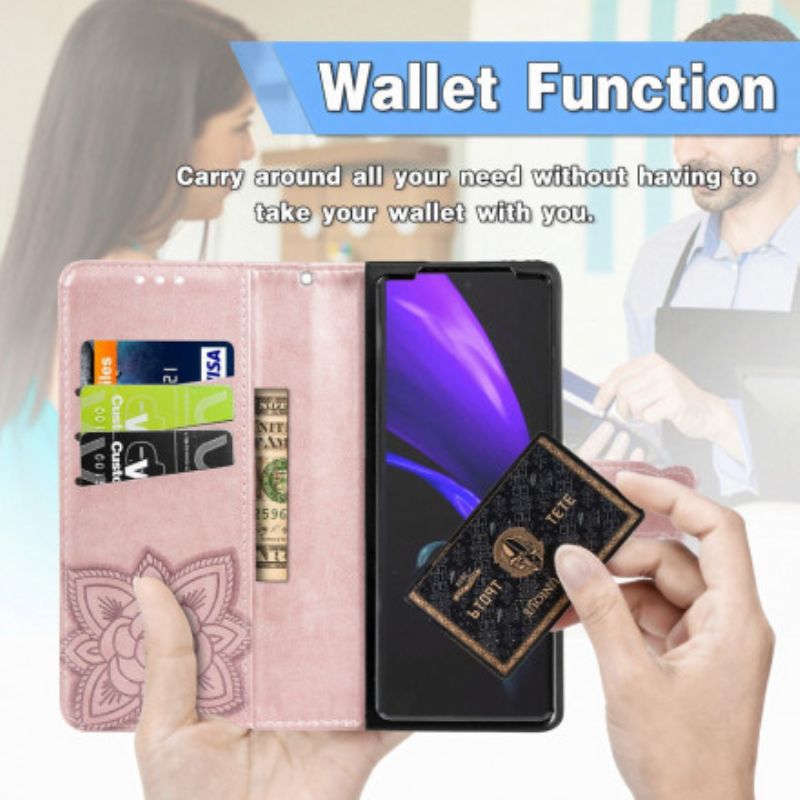 Flip Kotelot Samsung Galaxy Z Fold 3 5g Butterfly Design Kaulanauhalla