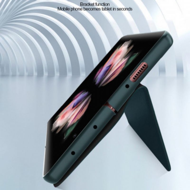 Flip Kotelot Samsung Galaxy Z Fold 3 5g Skin-touch Haljasnahkaa