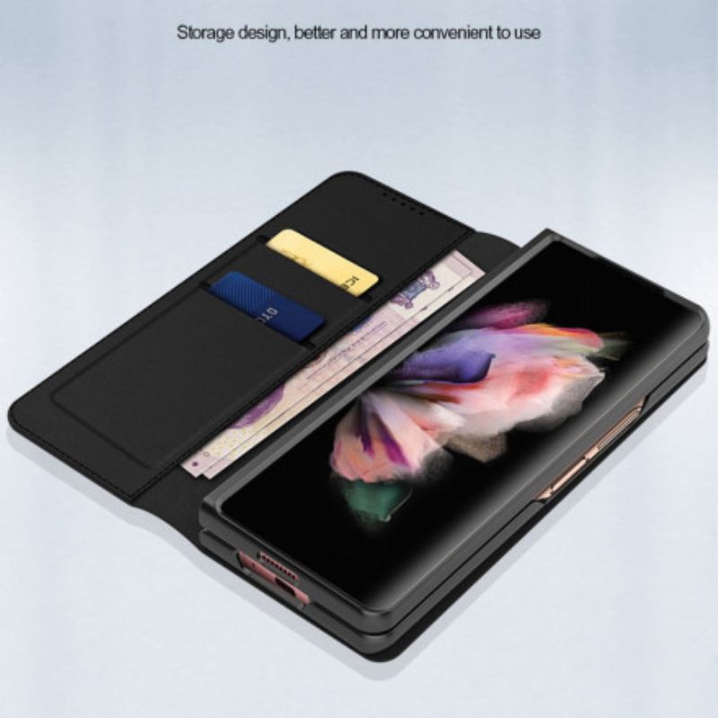 Flip Kotelot Samsung Galaxy Z Fold 3 5g Skin-touch Haljasnahkaa