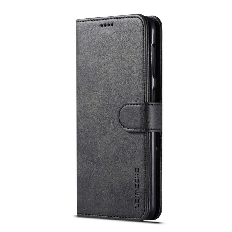 Flip Case Samsung Galaxy A10 Harmaa Musta Lcimeeke Nahkaefekti