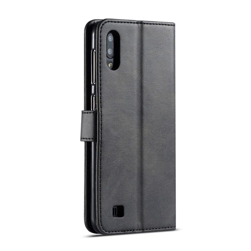 Flip Case Samsung Galaxy A10 Harmaa Musta Lcimeeke Nahkaefekti