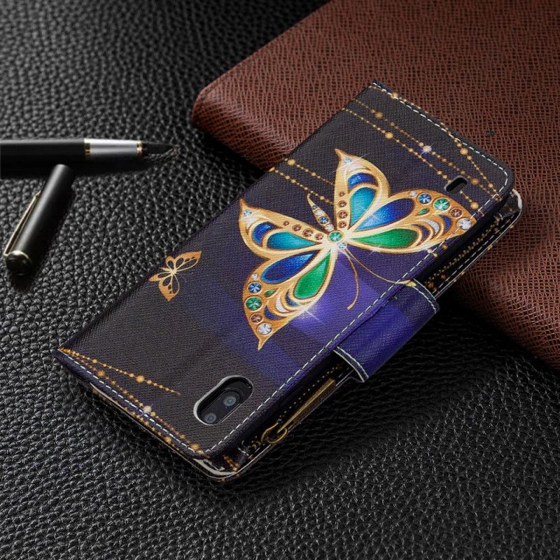 Flip Case Samsung Galaxy A10 Kuninkaallinen Perhosvetoketju